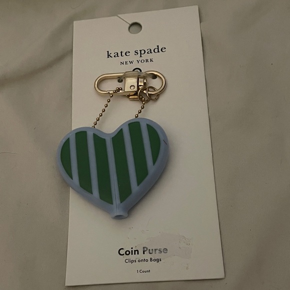 kate spade Handbags - Kate Spade Green and Blue Heart Coin Purse New Purse Charm Kate Spade x Target